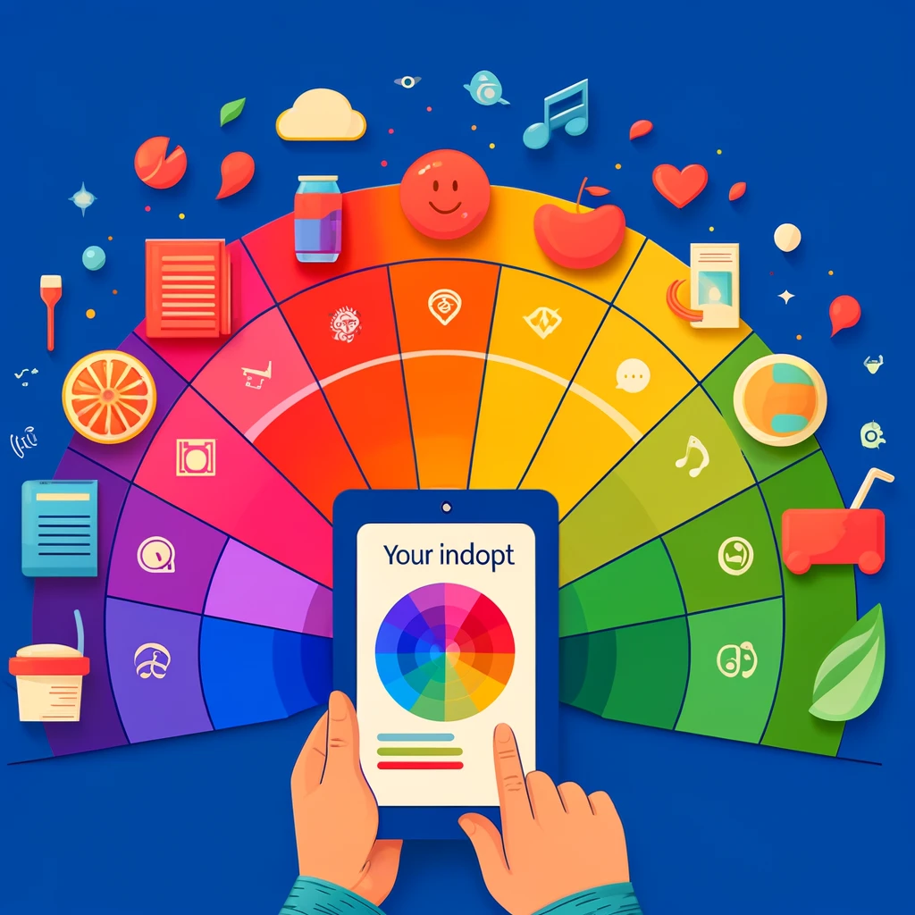 Infographic depicting Taranify's color quiz leading to mood-based content recommendations, highlighting personalization in entertainment choices